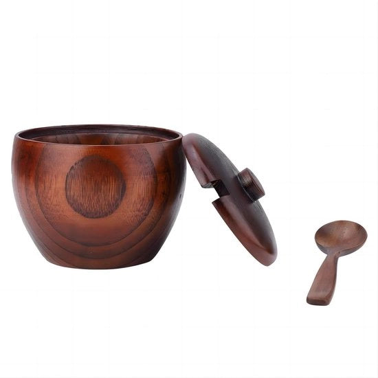 Kruidenpot e succhiasughero in legno massello con cucchiaio e coperchio per accessori da cucina