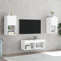Mobili TV a Muro 4pz con Luci LED Bianchi 3216569