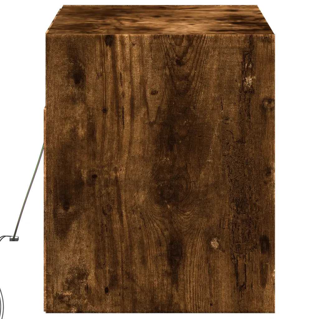 Mobile TV a Parete con Luci LED-Mobile TV a Muro Rovere Fumo 100x31x35 cm 551448