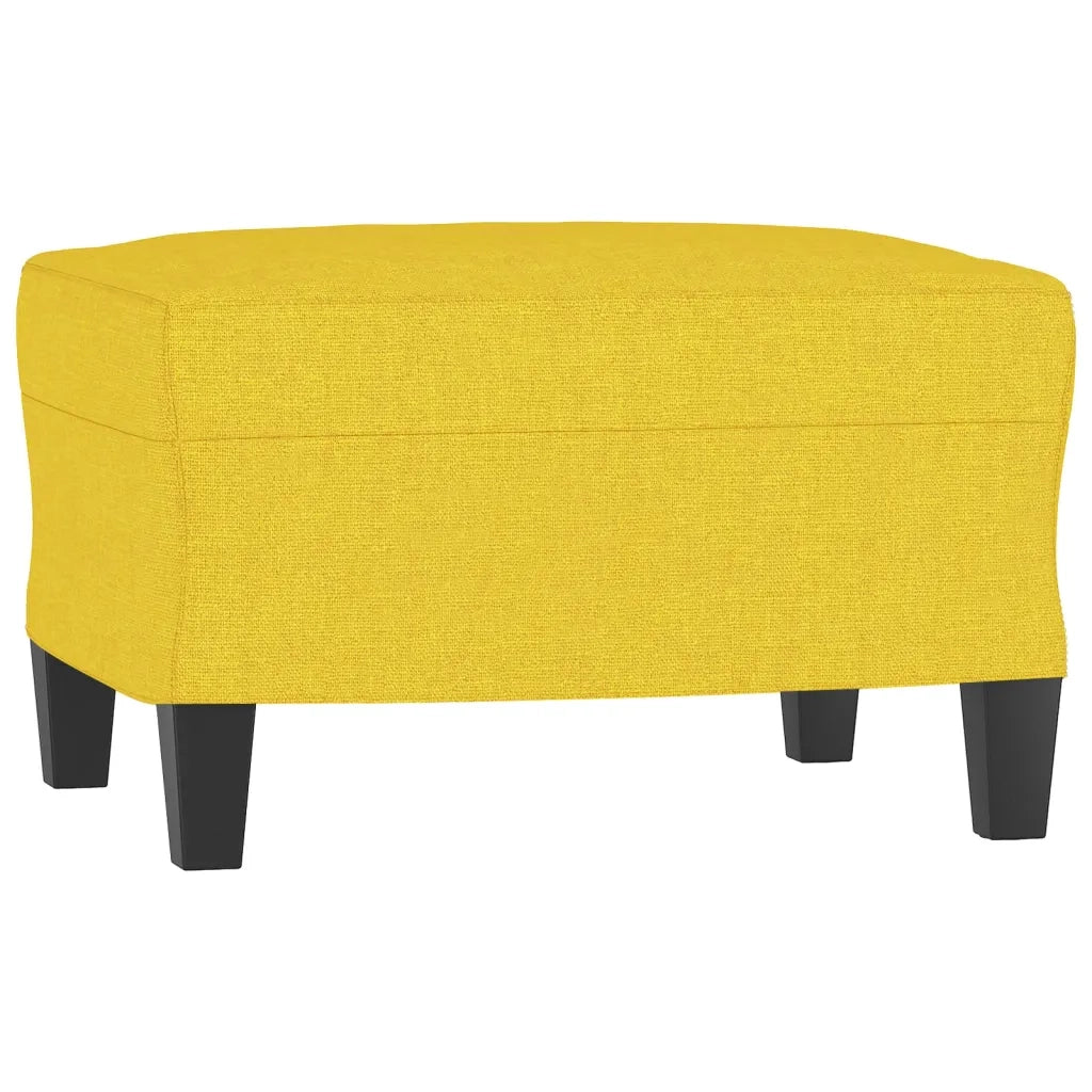 Divano a 3 Posti con Poggiapiedi-Sofa 3 Posti con Poggiapiedi Giallo Chiaro 180cm in Tessuto 222444