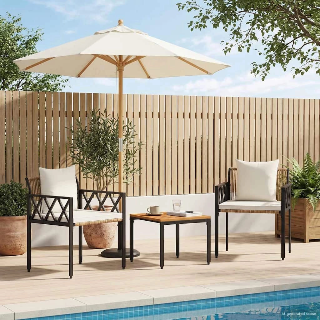 Set Mobili da Esterno 3 pz Marrone e Bianco Crema polyrattan 42025349