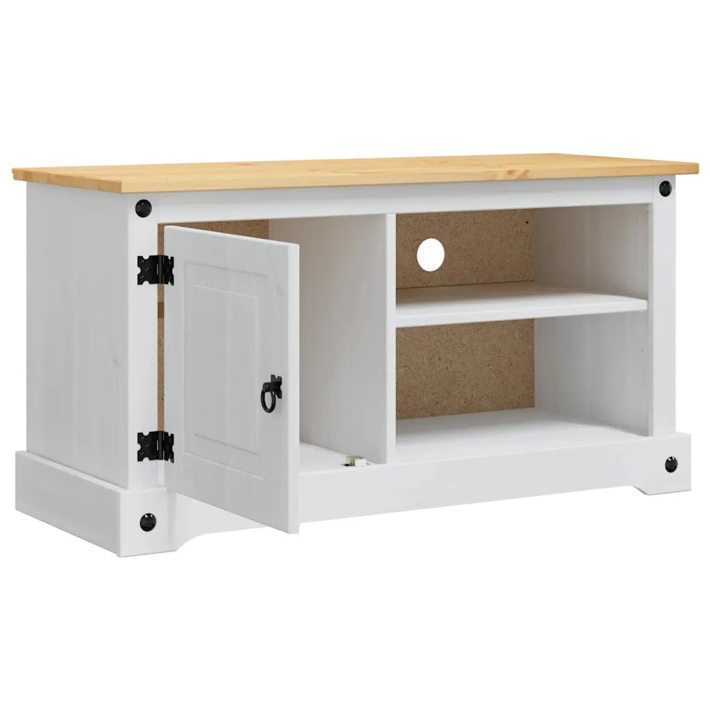 Mobile TV-Credenza per TV Corona Bianco 100 x 40 x 52 cm Pino massello