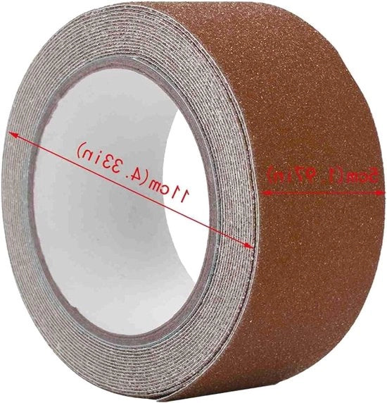 Striscia Antiscivolo 5 cm x 5 m - Marrone - PVC - Per interni ed esterni - Sicurezza Scale