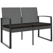 Panchina da Giardino | Panca da Giardino a 2 Posti con Cuscini Rattan PP Grigio Scuro