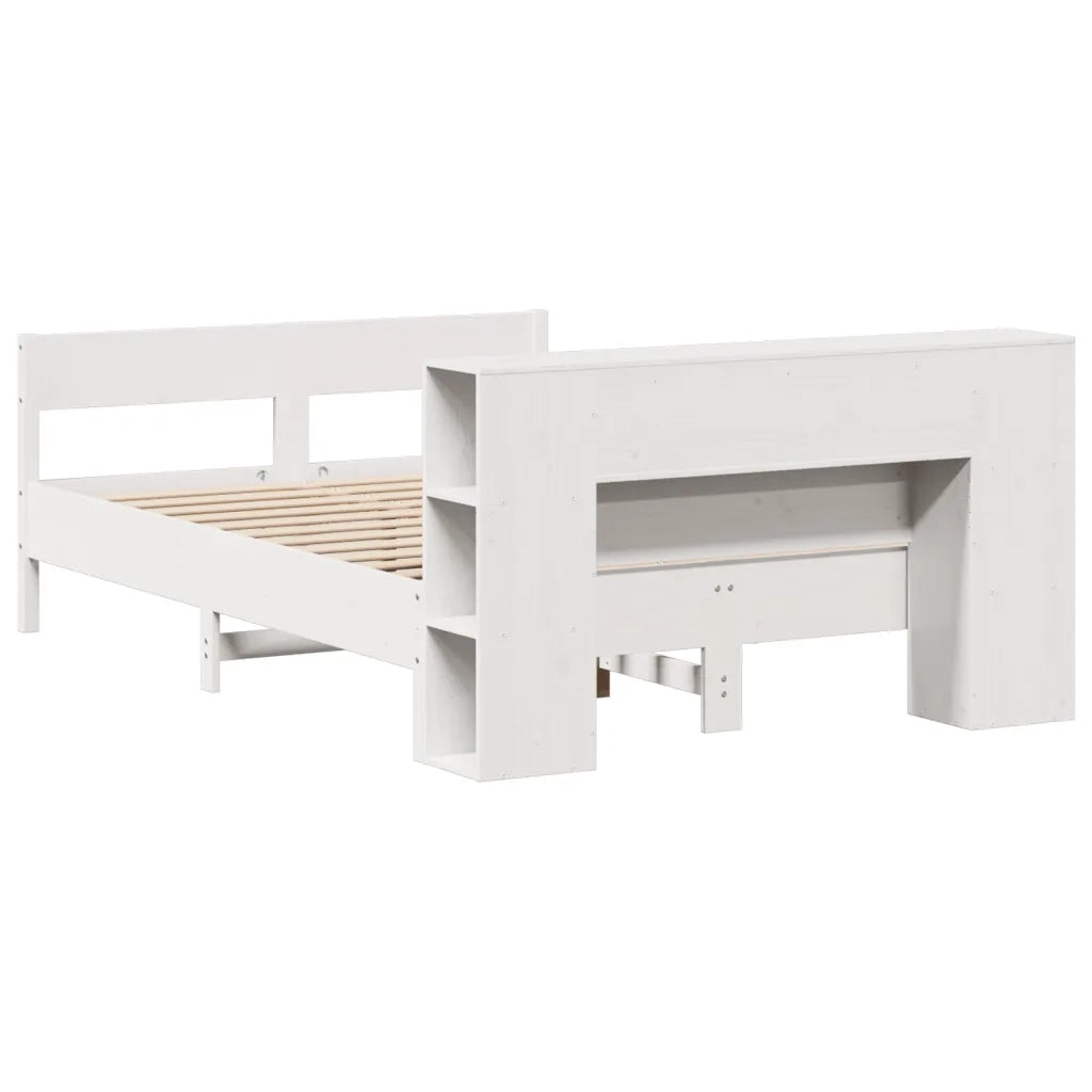 Letto Libreria senza Materasso Bianco 120x190 cm Legno di Pino