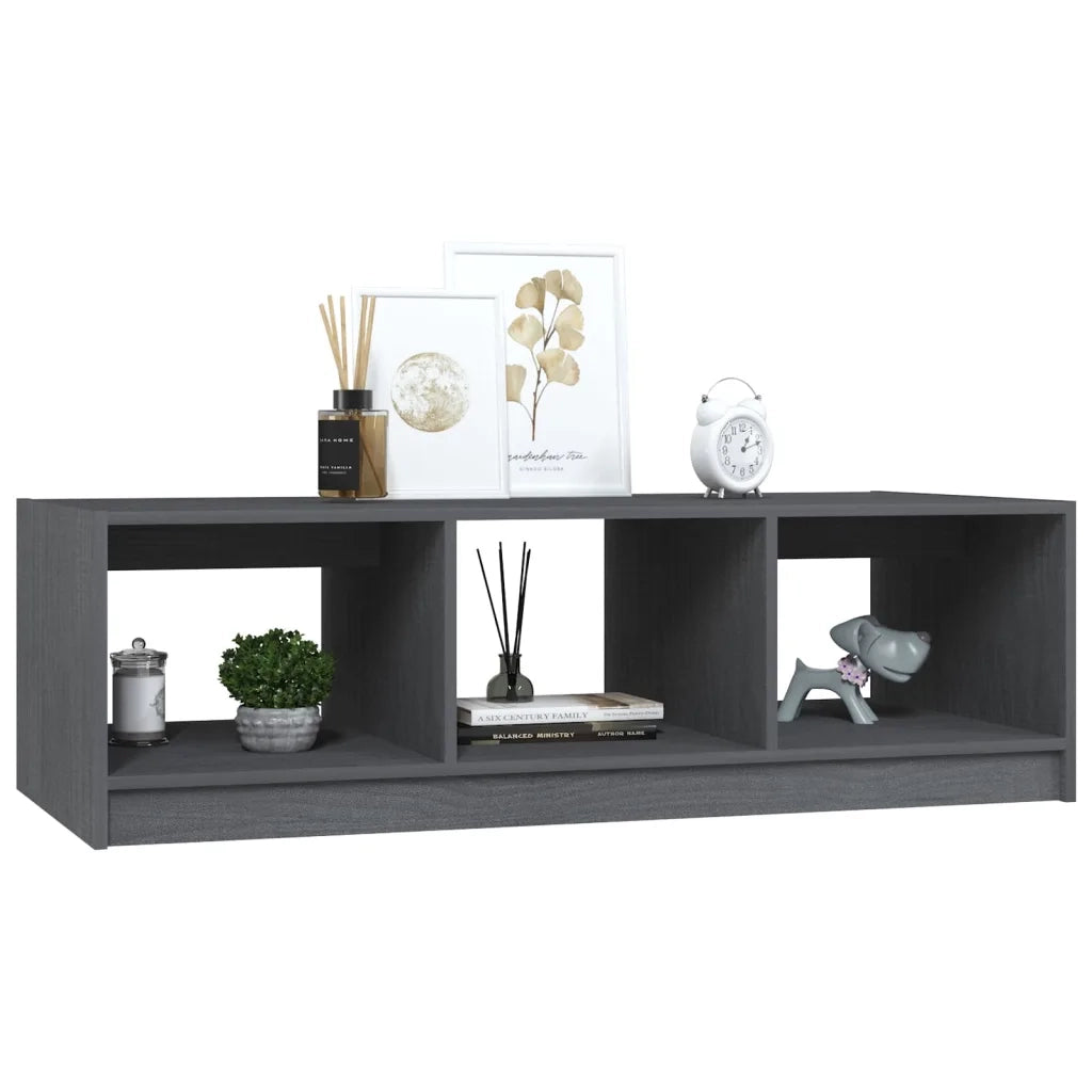 Tavolino da Salotto Grigio 110x50x34 cm Legno Massello di Pino 809914