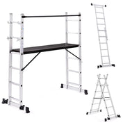 IDMarket - Ponteggio a scala multiuso in alluminio con piattaforma modulare su ruote, altezza 165 cm
