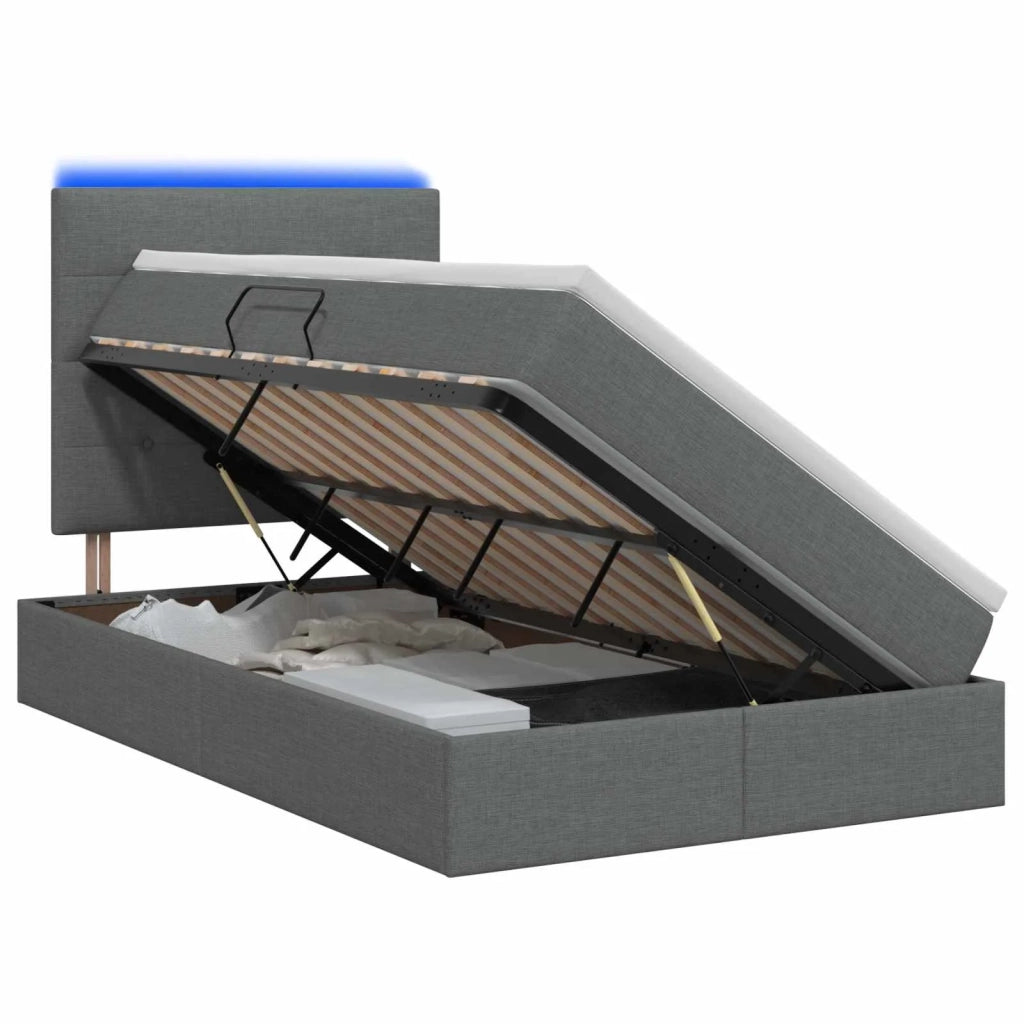 Letto con contenitore LED e materasso Grigio Scuro 120 x 200 cm 3459937