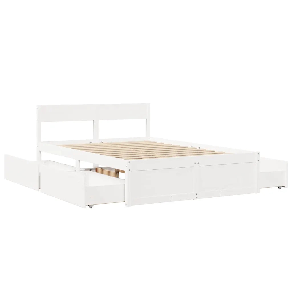 Letto senza Materasso Bianco 120x190 cm Legno Massello di Pino