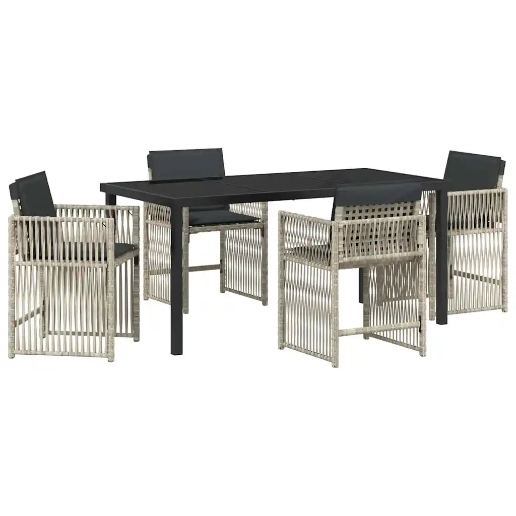 Set da Pranzo per Giardino 5 pcs Grigio chiaro