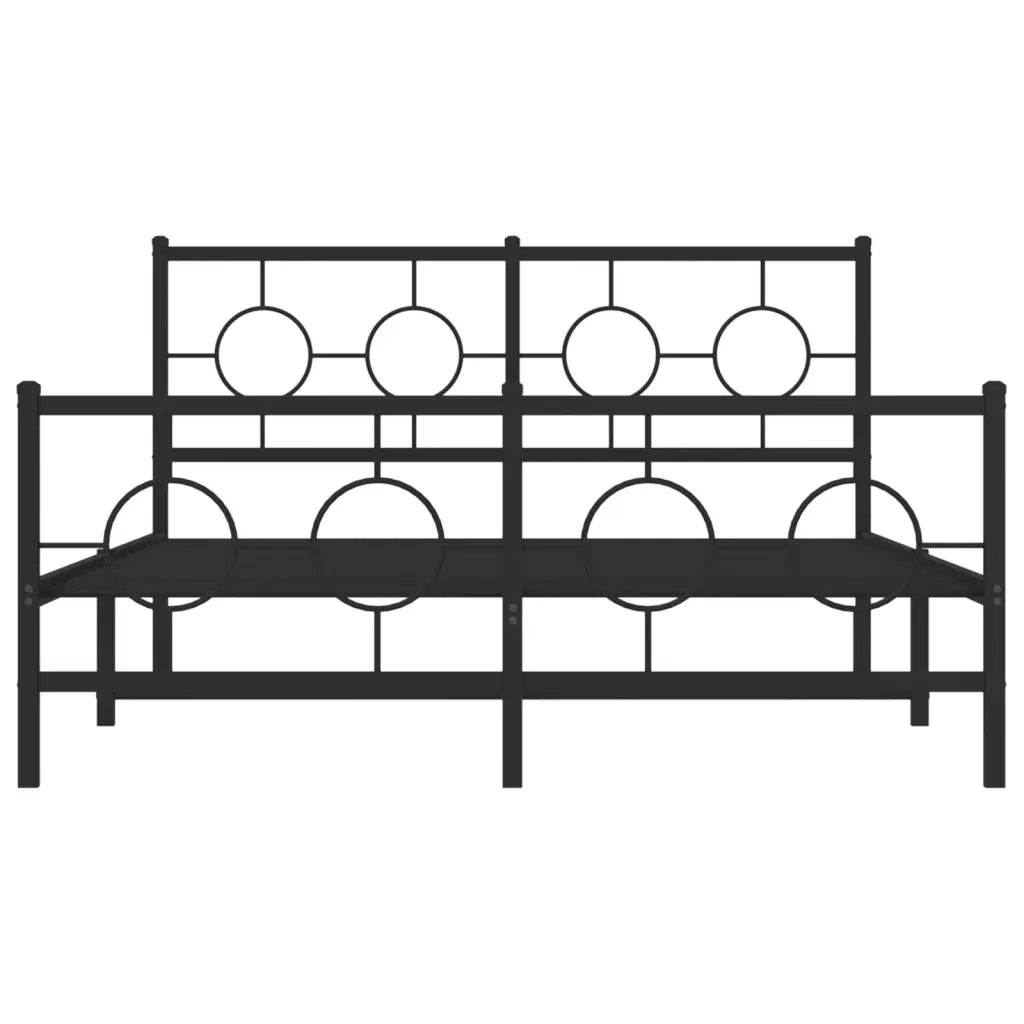 Giroletto con Testiera e Pediera-Struttura Letto Metallo Nero 135x190 cm 537310