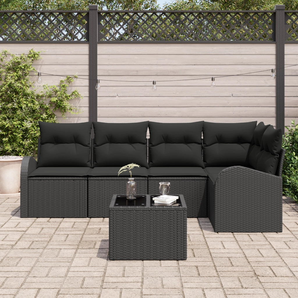 Set Divano da Giardino 6 Pezzi con Cuscini Beige Polyrattan