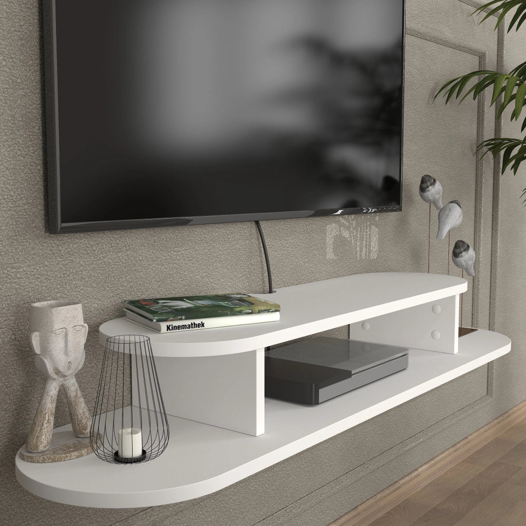 Mobile Porta TV Targema da Parete a Forma Ellittica 120 x 30 x 16 cm - Bianco [en.casa]