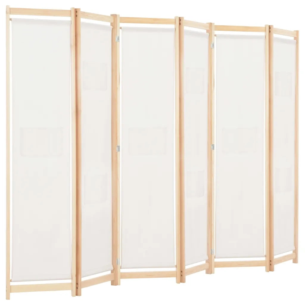 Divisorio Ambienti | Divider per stanze | Paravento a 6 Pannelli 240x170x4 cm in Tessuto Crema