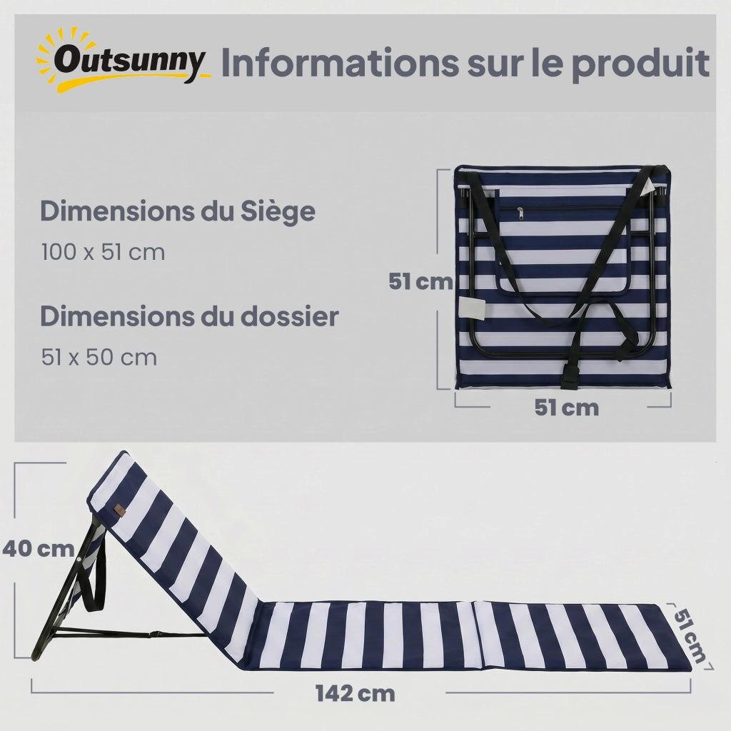 Set di 2 Sedie da Spiaggia con Schienale Regolabile ¨C Zephmum ¨C Grigio Poliestere