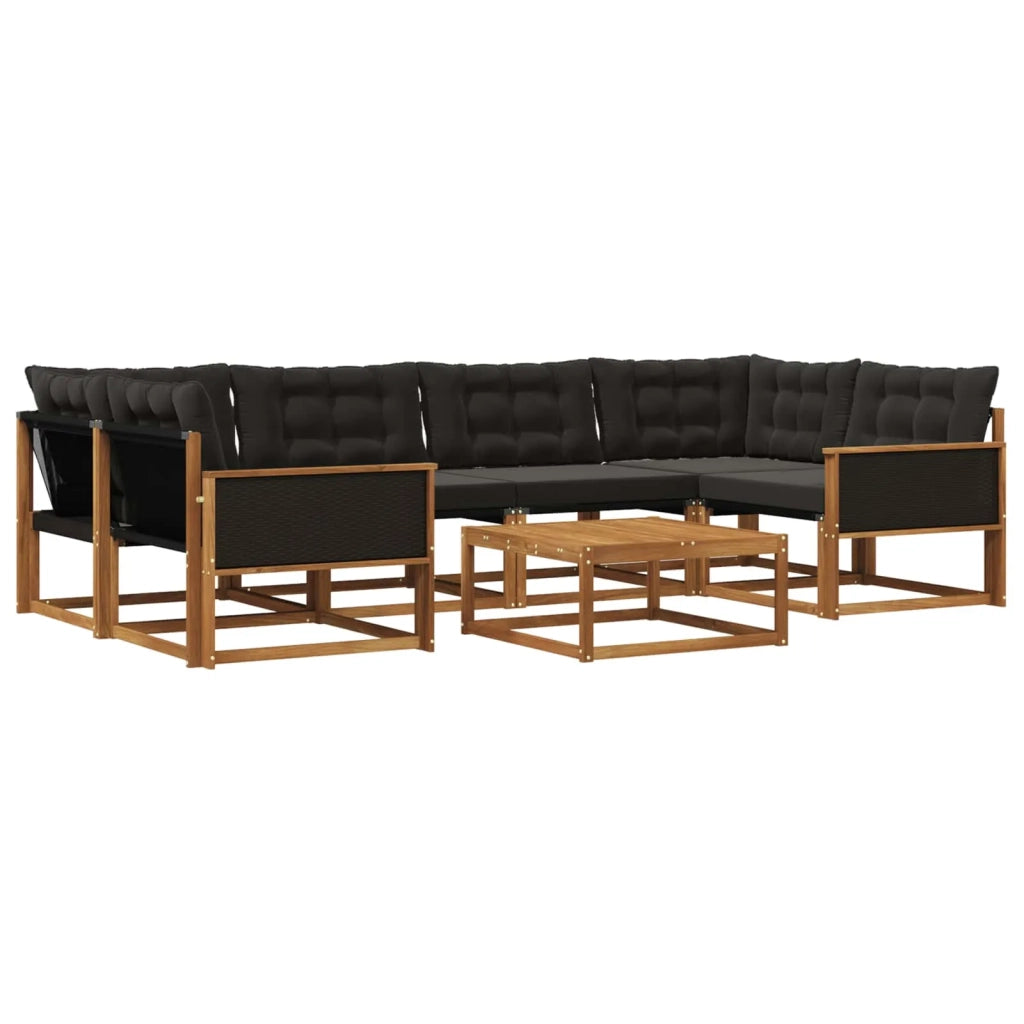 Set di divani da esterno con cuscino 7 pcs Naturale e Nero 3381272