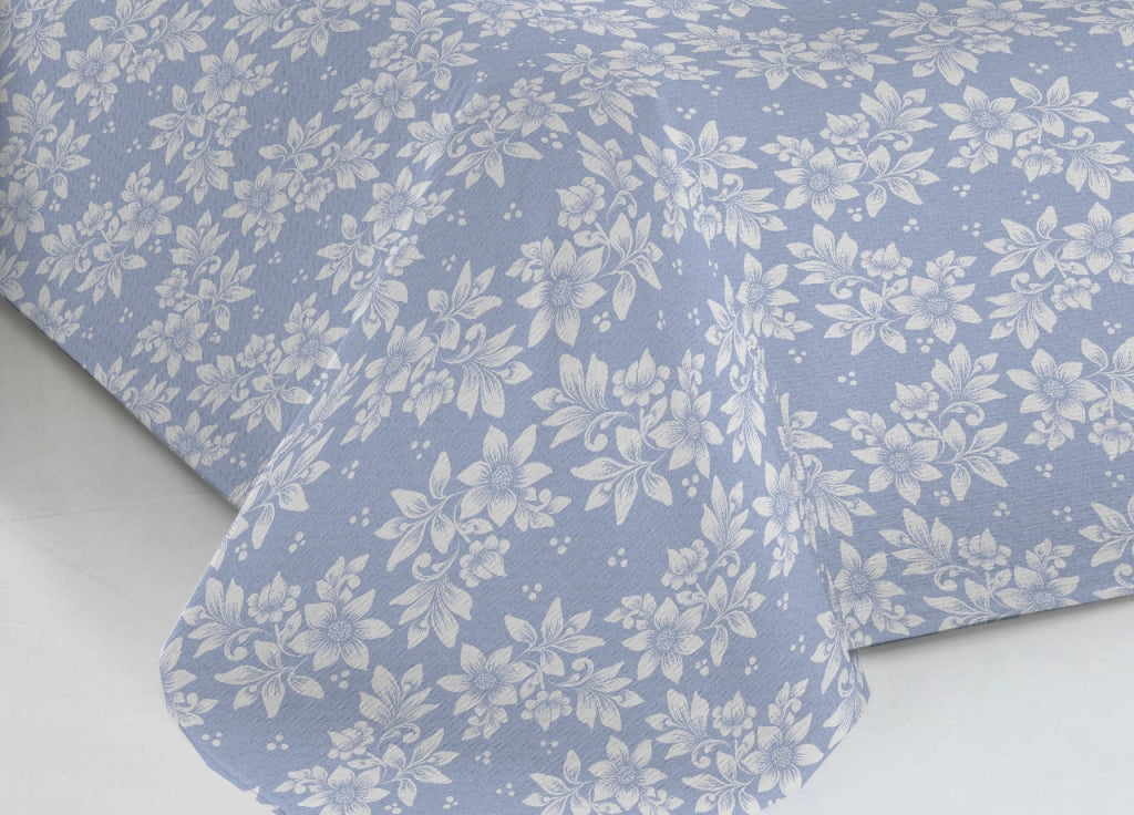 Copriletto Piquet Primavera Estate 100% Cotone Sofia Disegno Olivia - Singolo - Azzurro