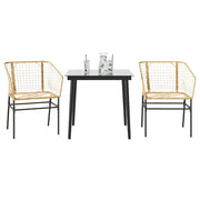 Set da Pranzo da Giardino 3 pz Marrone in Polyrattan Vetro