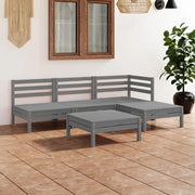 Set Salotto da Giardino 5 pz in Legno Massello di Pino Grigio 3082634