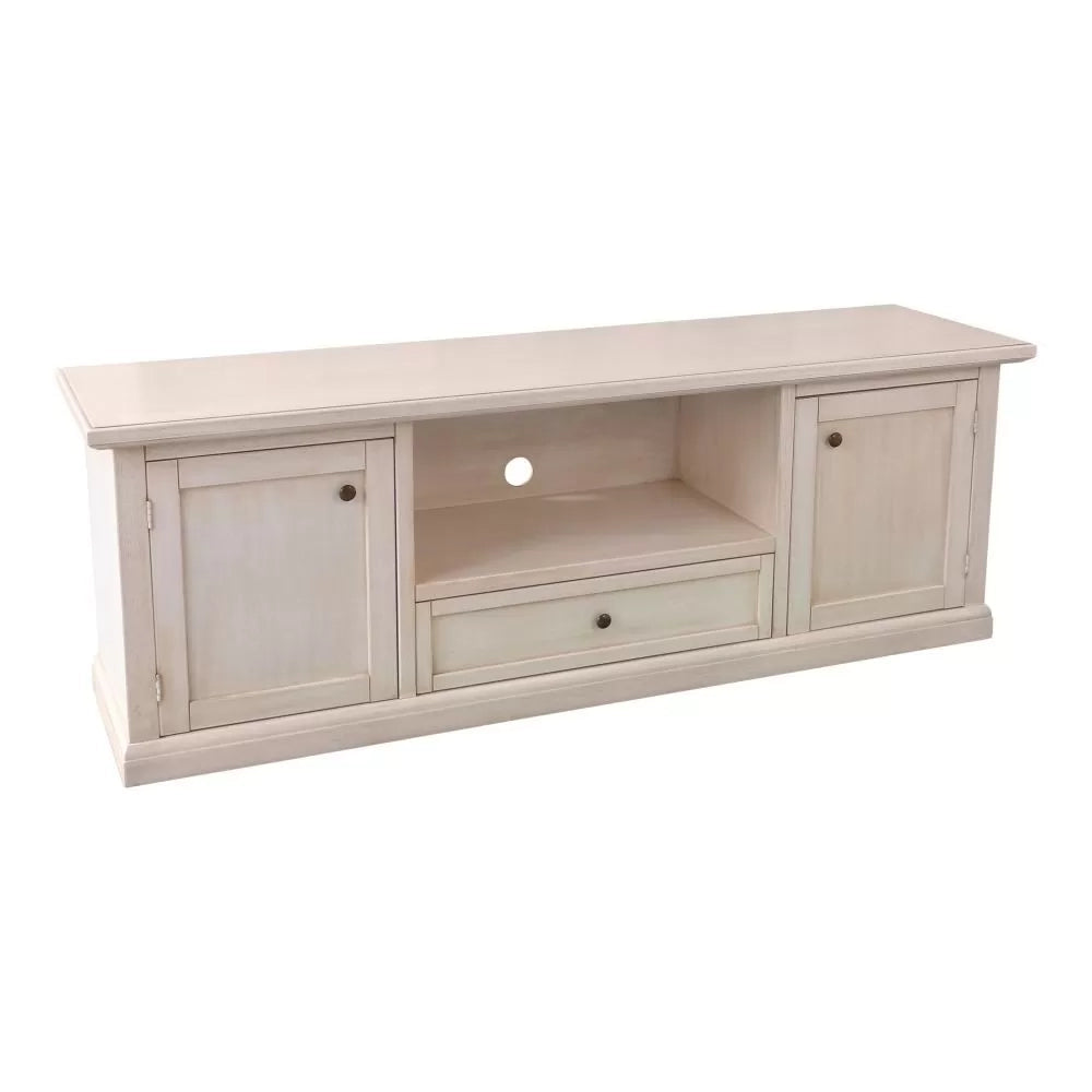 Porta tv 2 ante 1 cassetto legno bianco anticato 160x46x56 - Mobili 2G