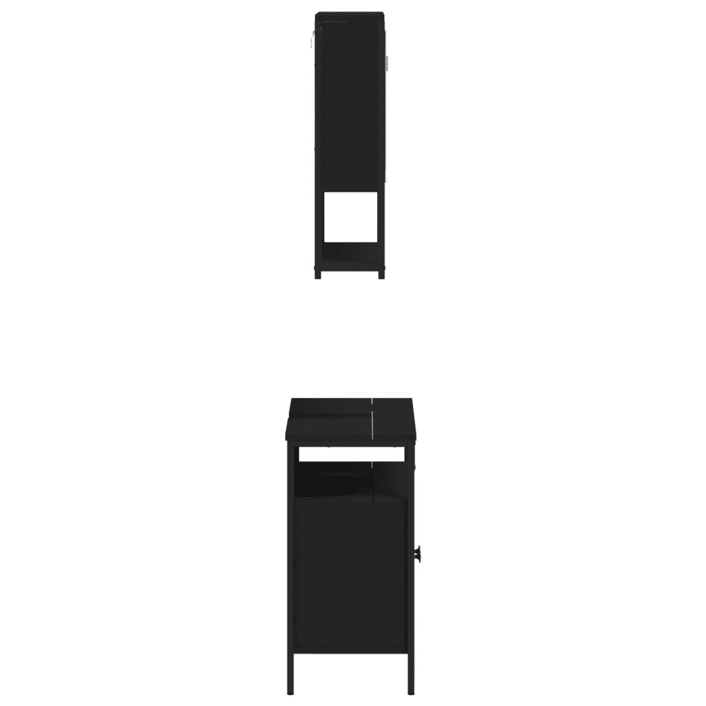 Set Mobili da Bagno 2 pz Nero in Legno Multistrato 3214655