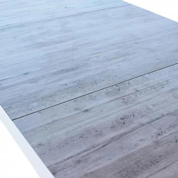 TAVOLO CARSON IN ALLUMINIO BIANCO TOP CERAMICA BI EFFETTO LEGNO 195X90X74CM OKX