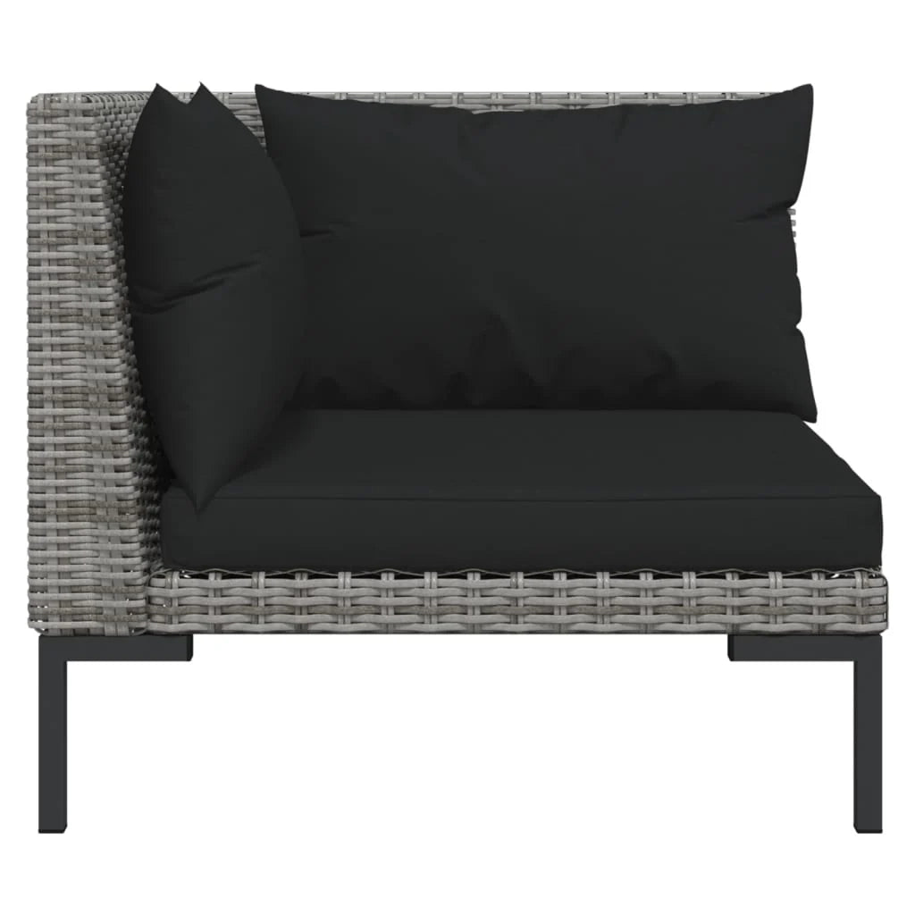Mobili da giardino mobili da esterno Set di mobili da 7 pezzi con cuscini in resina intrecciata grigio scuro 02_0017287