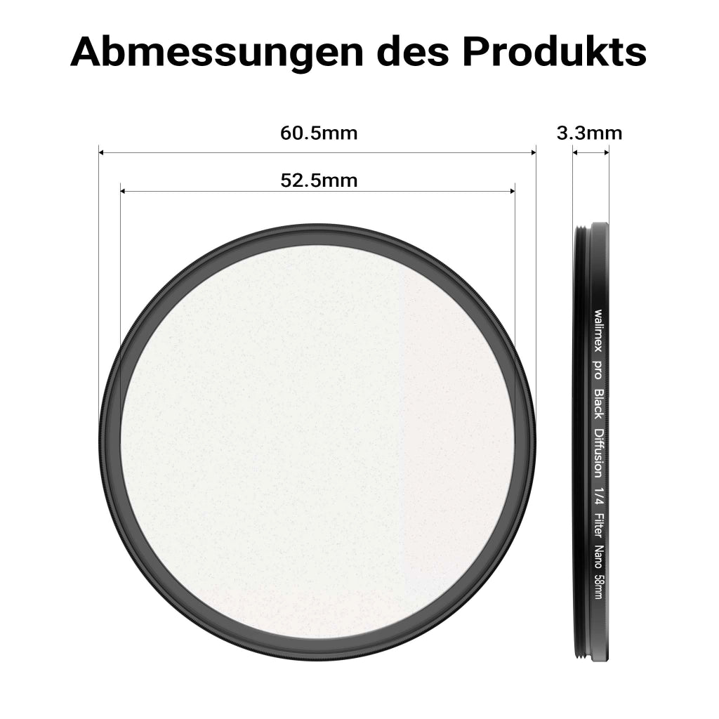 Black Diffusion 1/4 Filtro diffusore da 58 mm, lente antigraffio e antiriflesso con rivestimento nano a 18 strati, montatura slim da 3,3 mm - Per ritratti e videoclip
