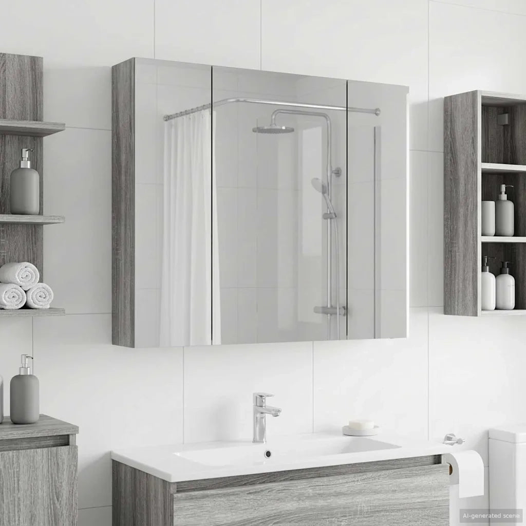 Mobiletto per specchio da bagno Grigio Sonoma 80 x 14.5 x 70 cm