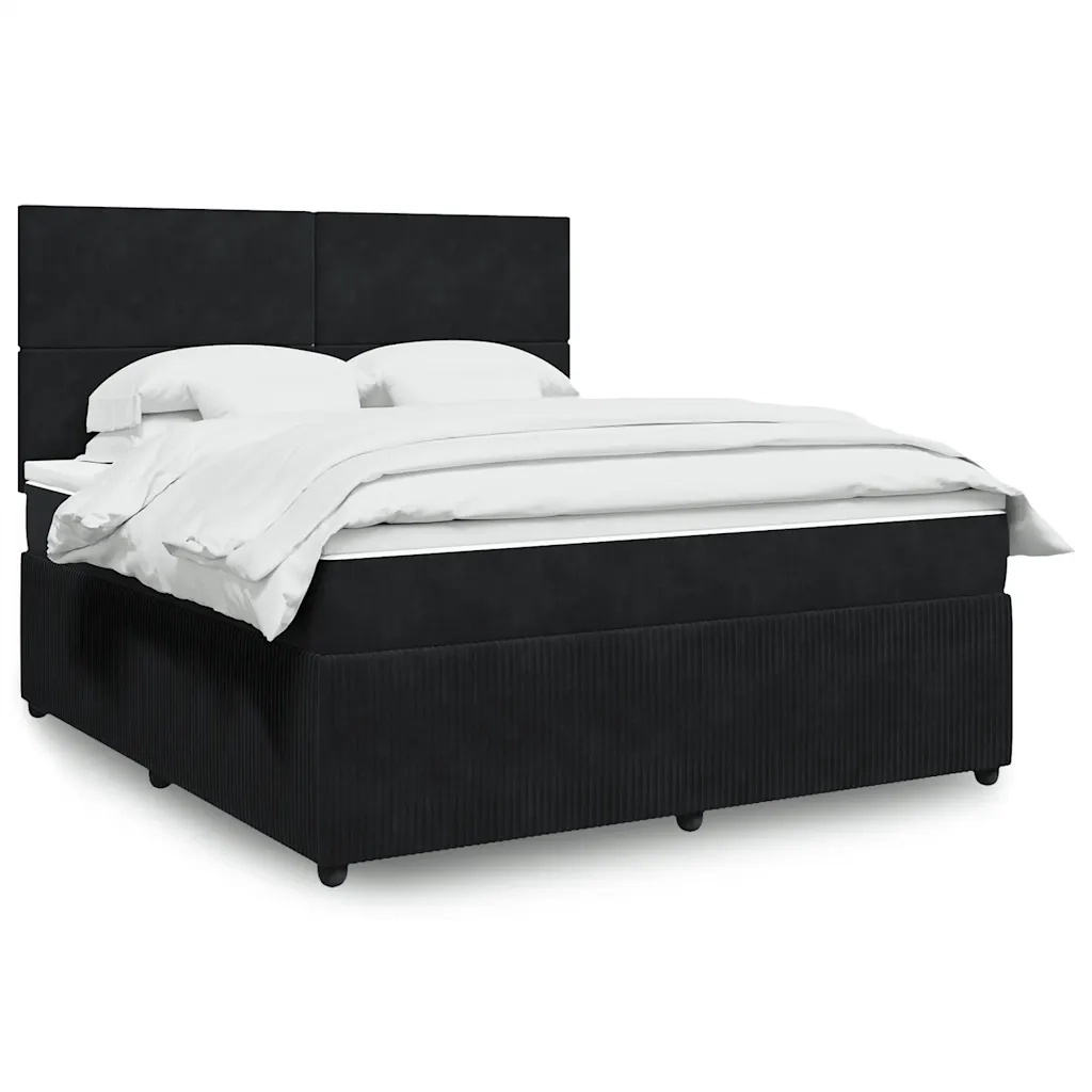 Giroletto a Molle con Materasso Nero 180x200 cm in Velluto 3294702