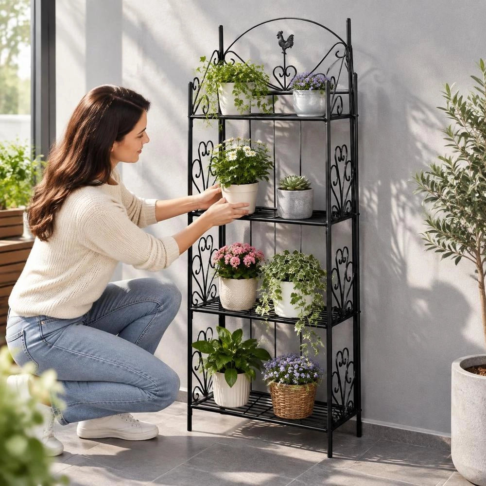 Plant Stand, Flower Shelf, Flower Stand, Black
