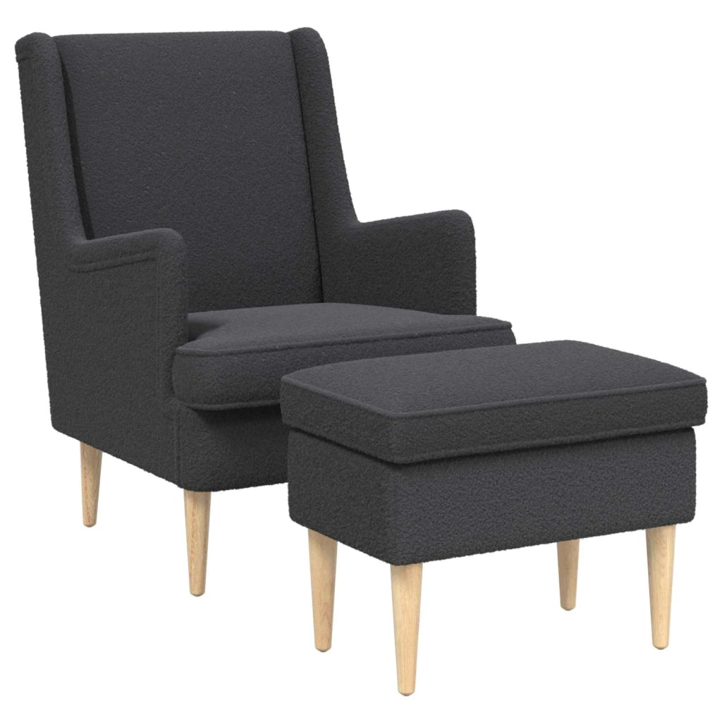 Poltrona con Ottomano 2 pz Grigio Scuro Bouclé 3418840