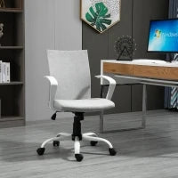 Sedia da Ufficio Ergonomica a Dondolo, Sedia da Studio Girevole, Poltrona Scrivania con Altezza Regolabile in Tessuto, 61x61x89-99 cm, Grigio Chiaro