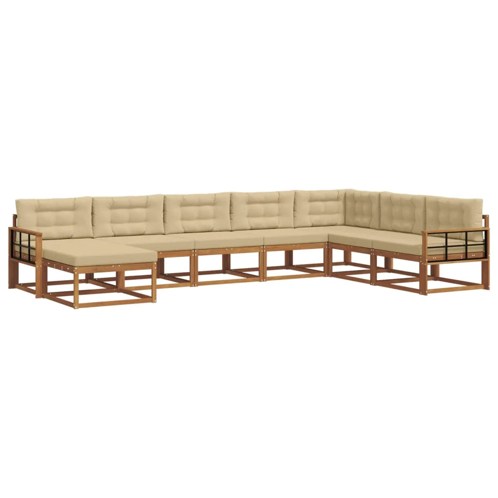 Set di divani da esterno con cuscino 8 pcs Naturale e Beige