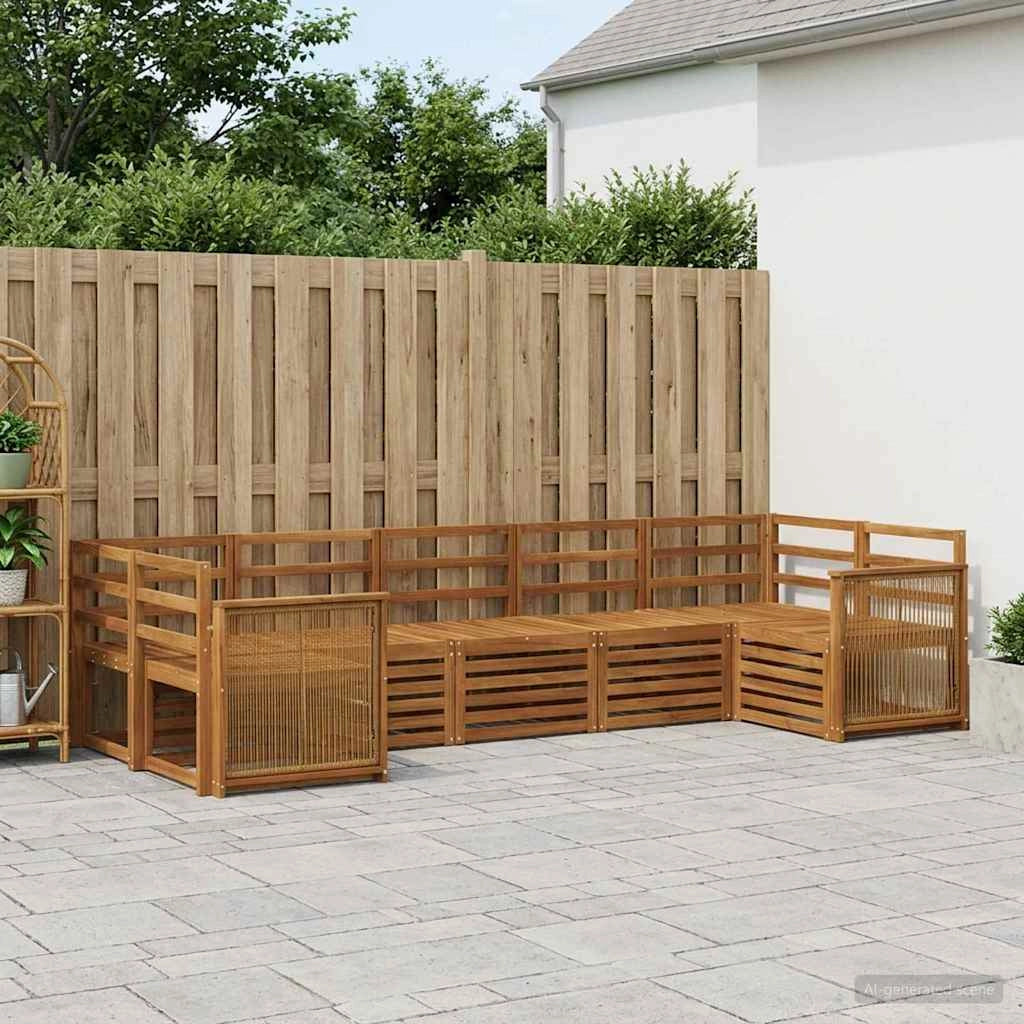 Set di divani da esterno 6 pz Naturale Legno di Acacia Massello 3384805