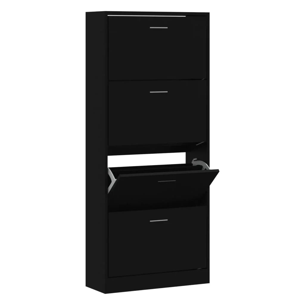 Scarpiera mobile contenitore per scarpe mobile per ingresso/corridoio/soggiorno 63 x 24 x 147 cm legno ingegnerizzato nero 02_0022009