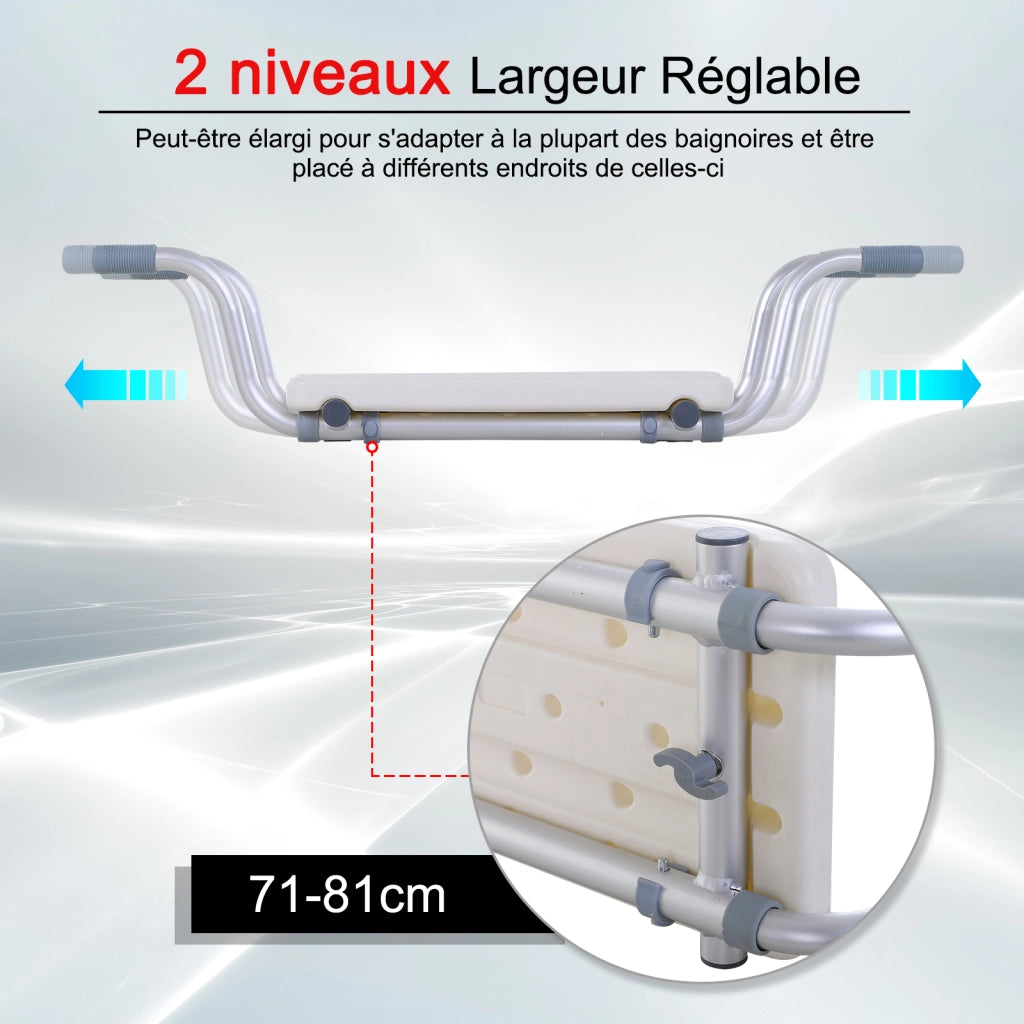 Sgabello da Bagno Sospeso Regolabile ¨C zephmum ¨C Bianco 73-83x22x18 cm