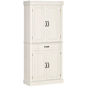 EasyComfort Credenza Cucina con 2 Armadietti e Cassetto in Stile Coloniale, 80x35x180cm Bianco