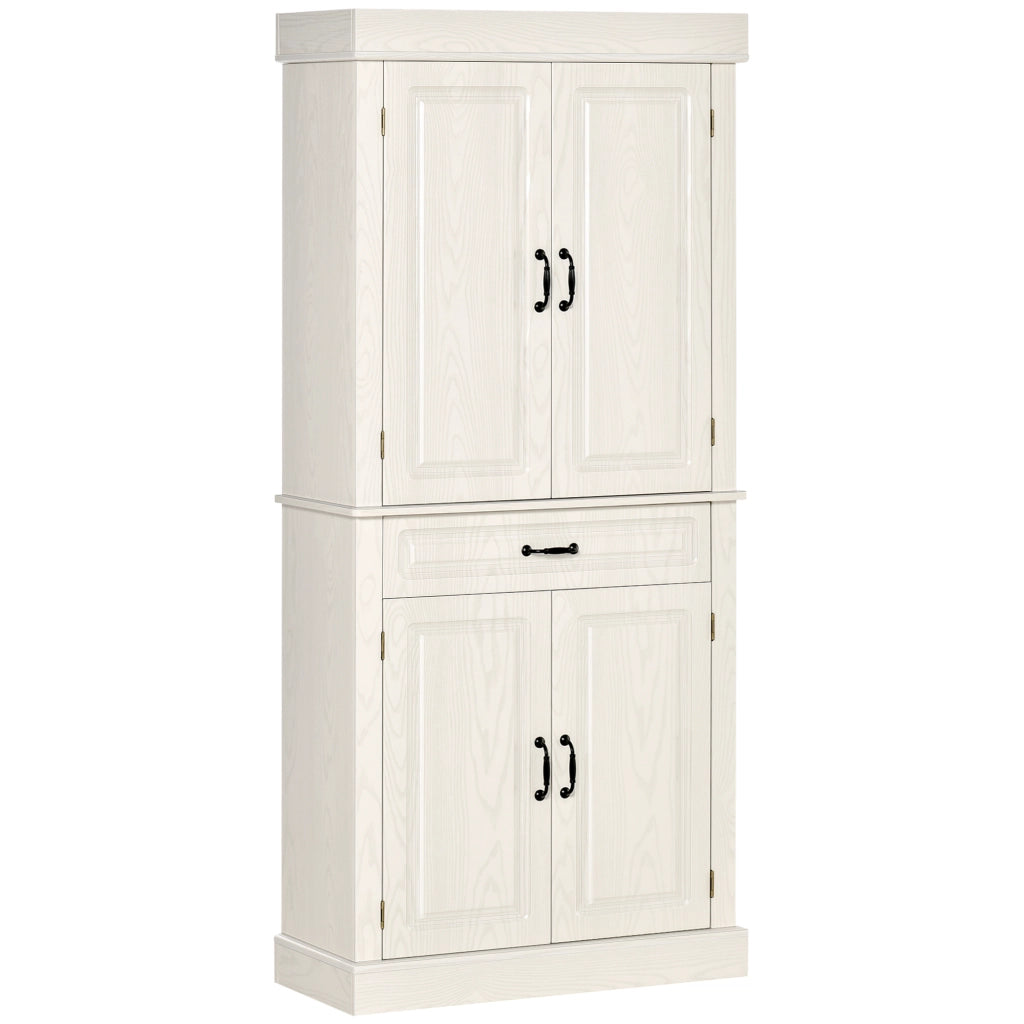 EasyComfort Credenza Cucina con 2 Armadietti e Cassetto in Stile Coloniale, 80x35x180cm Bianco