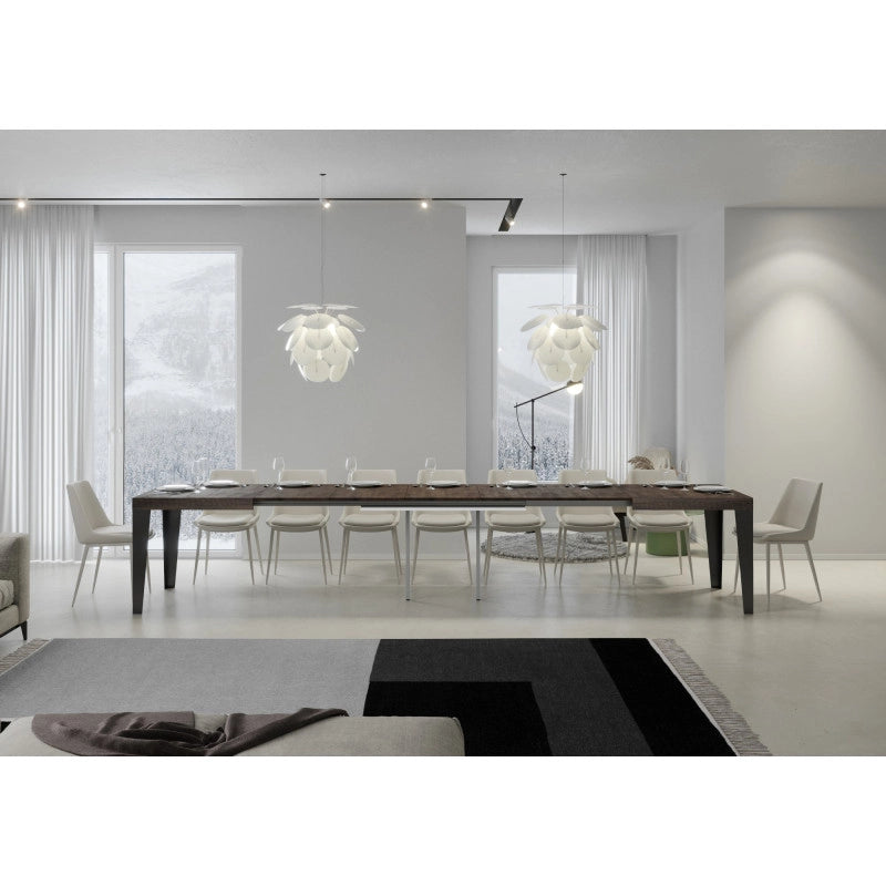 Tavolo allungabile 120/380x90 cm Flame telaio Antracite - Noce