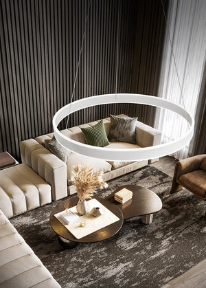 Sospensione in metallo verniciato bianco Kirko LED 80W CCT 3000K 4000K 6000K CRI?80 220-240V 50/60Hz 6400Lm d.80cm