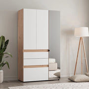 Armadio Camera da Letto Zuccare, Guardaroba 3 Ante Appendiabiti, 117x52 cm Bianco Opaco