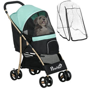 Passeggino per Cani Piccoli Pieghevole con Guinzaglio Integrato Verde
