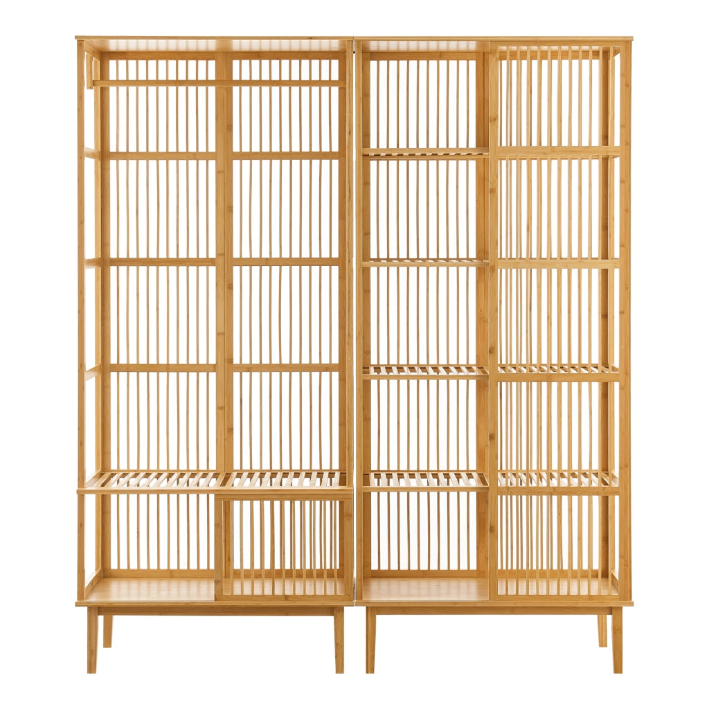 Set Organizzatore Guardaroba in Bambù 1 Armadio Aperto e 1 Scaffale [en.casa]