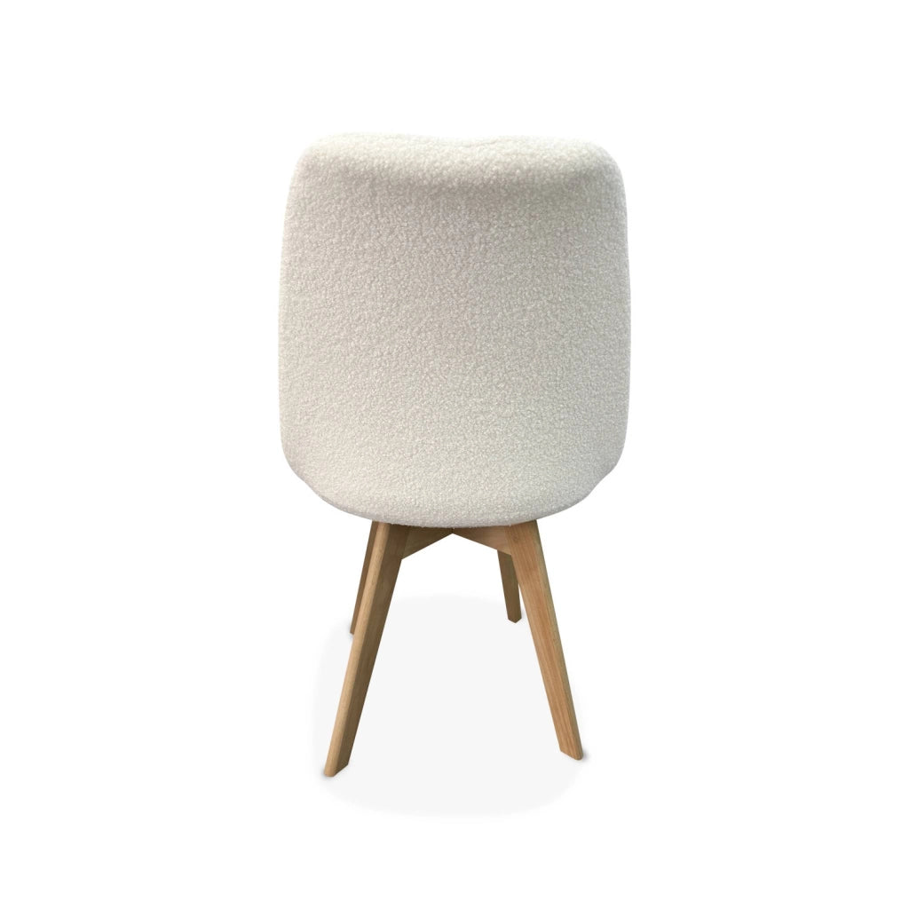 Set 4 sedie scandinave bouclé e gambe in legno, bianco