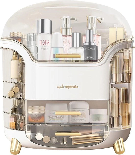 Organizzatore per trucco - Cosmetici e cura della pelle con coperchio trasparente - Etui per bellezza per comodino e bagno - Impermeabile e idrorepellente.