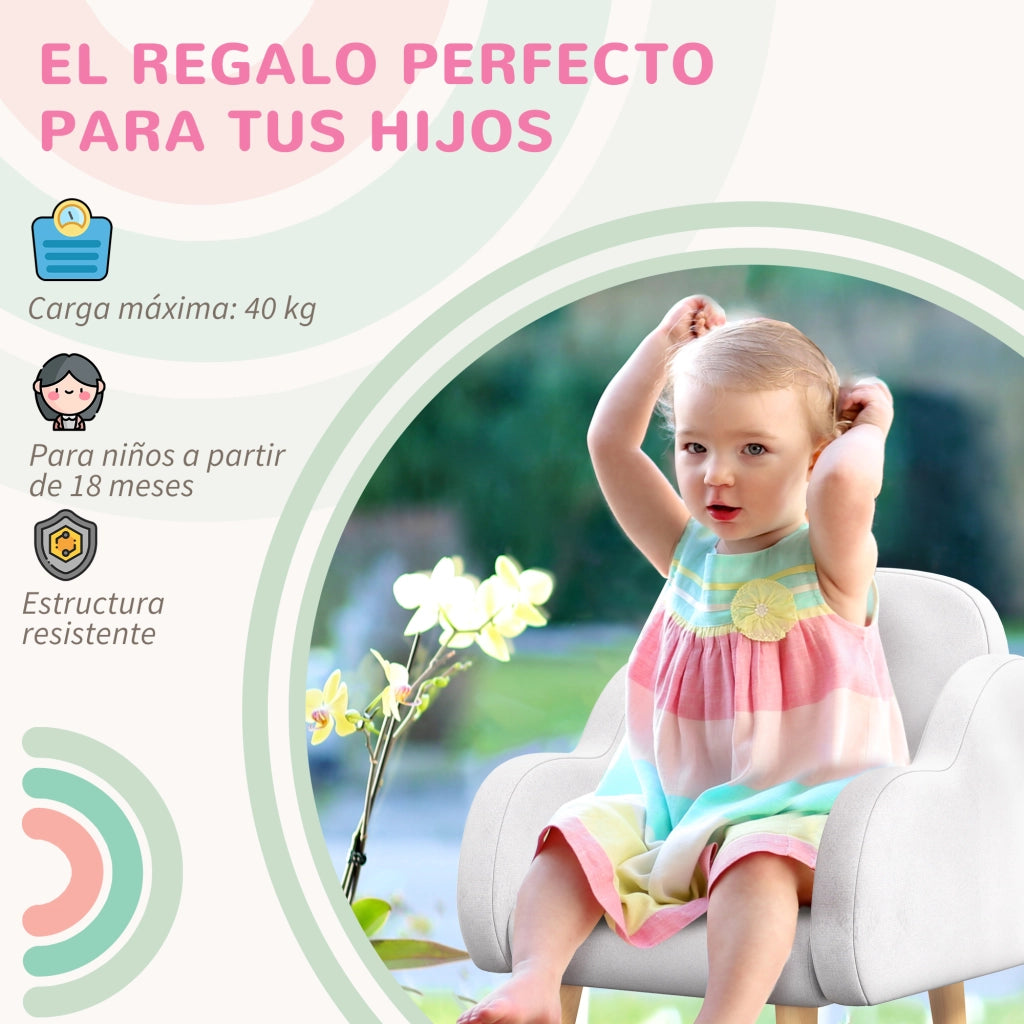 Poltrona per Bambini Design Nuvola Super Morbida ¨C zephmum ¨C 46x51x55 cm Bianco
