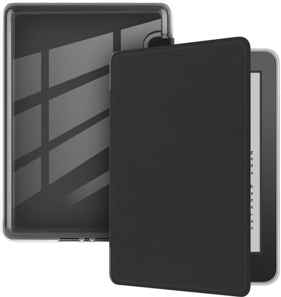 Coprikindle per Kindle Paperwhite KPW6 (7 pollici), retro illuminabile trasparente morbida, con funzione di sospensione automatica -nero
