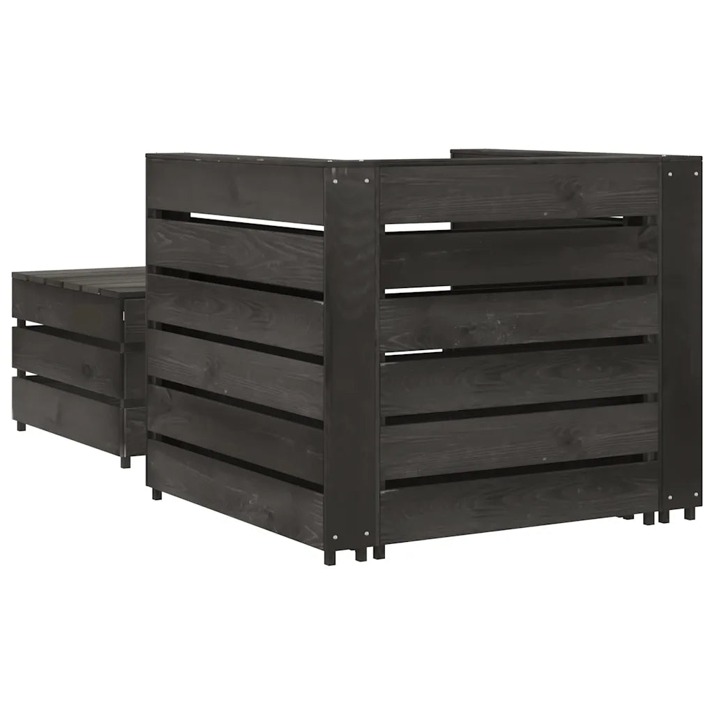 Set Divani da Giardino su Pallet 2 pz in Pino Impregnato Grigio 316199