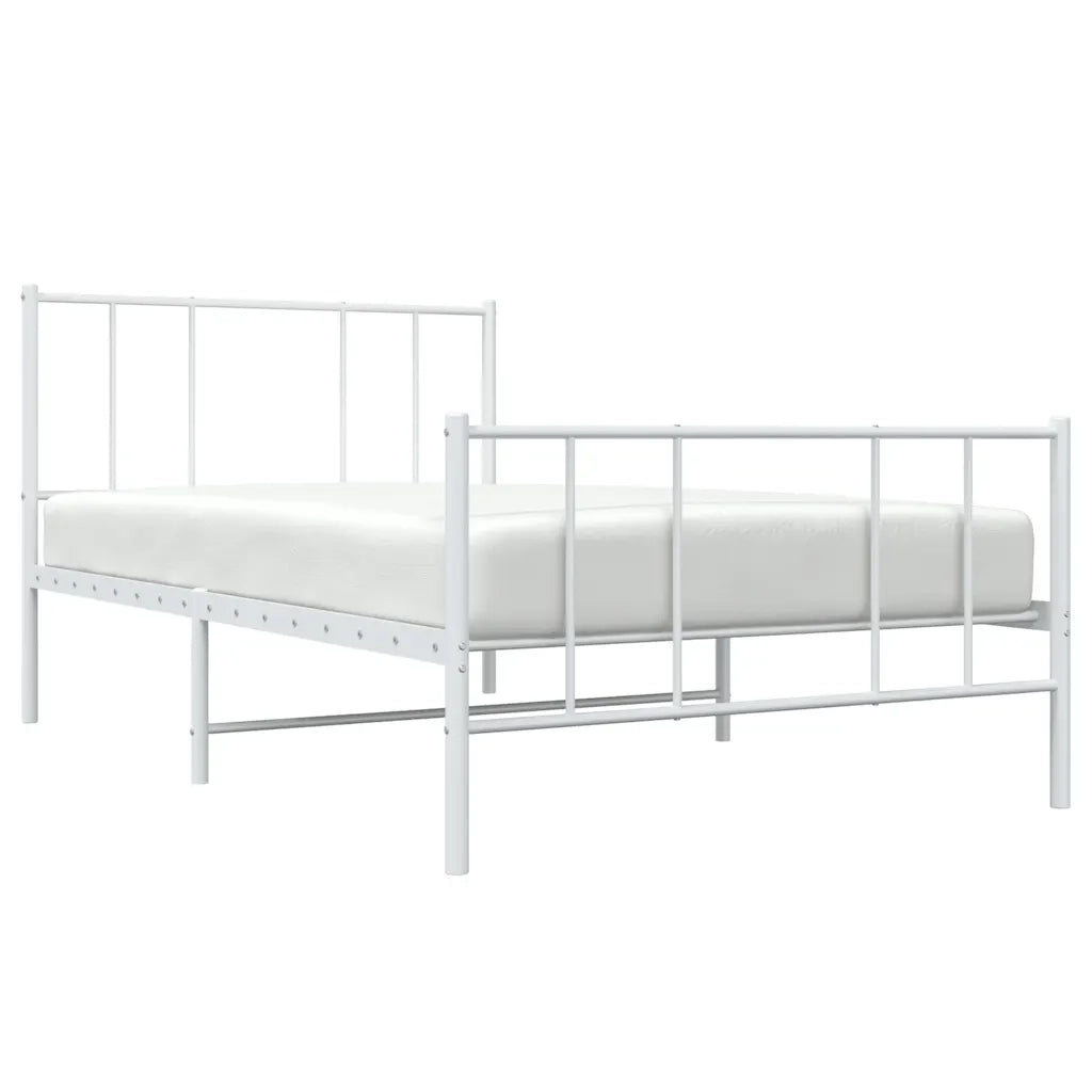 Giroletto con Testiera e Pediera Metallo Bianco 80x200 cm 352538